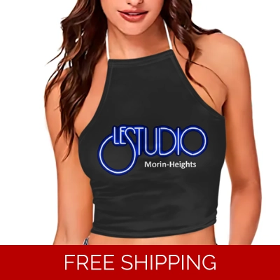 Custom 3D Women's Halter Top With Backless MH White & Blue logo